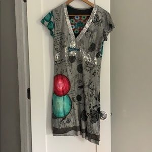 Grey multicolored Desigual midi dress